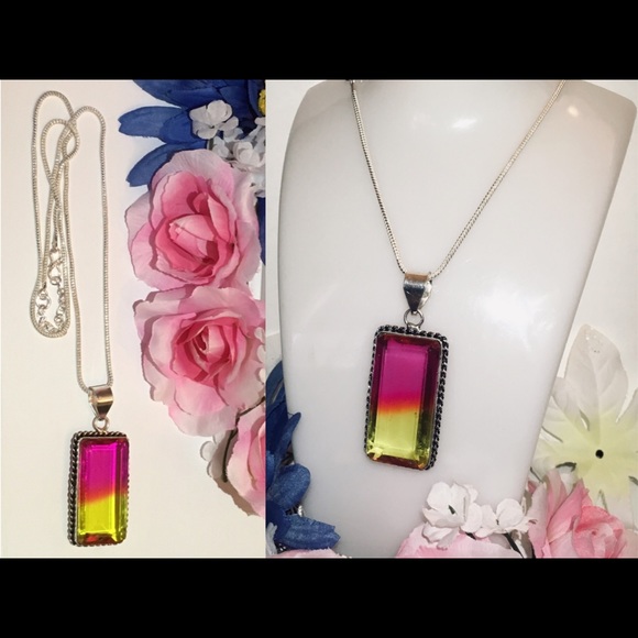 Baguette Cut Gemstone Handmade Pendant Necklace - Picture 3 of 7